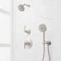 Signature Hardware Provincetown Pressure Balanced Shower System with Shower Head, Hand Shower, Shower Arm, Hose, and Valve Trim Brushed Nickel