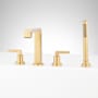 Signature Hardware Drea Deck Mounted Roman Tub Filler with Built-In Diverter - Includes Hand Shower Brushed Gold