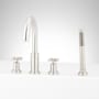 Signature Hardware Vassor Deck Mounted Roman Tub Filler with Built-In Diverter - Includes Hand Shower Brushed Nickel
