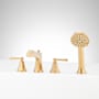 Signature Hardware Elita Deck Mounted Roman Tub Filler with Built-In Diverter - Includes Hand Shower Brushed Gold