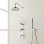 Signature Hardware Drea Thermostatic Shower System with Rainfall Shower Head, Hand Shower, Shower Arm, Hose, and Valve Trim - Rough-In Valve Included Chrome