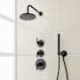 Signature Hardware Drea Thermostatic Shower System with Rainfall Shower Head, Hand Shower, Shower Arm, Hose, and Valve Trim - Rough-In Valve Included Matte Black