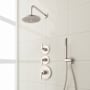 Signature Hardware Drea Thermostatic Shower System with Rainfall Shower Head, Hand Shower, Shower Arm, Hose, and Valve Trim - Rough-In Valve Included Brushed Nickel