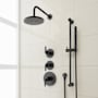 Signature Hardware Drea Thermostatic Shower System with Rainfall Shower Head, Hand Shower, Slide Bar, Shower Arm, Hose, and Valve Trim - Rough-In Valve Included Matte Black