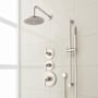 Signature Hardware Drea Thermostatic Shower System with Rainfall Shower Head, Hand Shower, Slide Bar, Shower Arm, Hose, and Valve Trim - Rough-In Valve Included Brushed Nickel