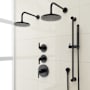 Signature Hardware Drea Thermostatic Shower System with Dual Rainfall Shower Heads, Hand Shower, Slide Bar, Shower Arm, Hose, and Valve Trim - Rough-In Valve Included Matte Black