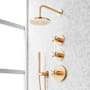 Signature Hardware Vassor Thermostatic Shower System with Rainfall Shower Head, Hand Shower, Shower Arm, Hose, and Valve Trim - Rough-In Valve Included Brushed Gold
