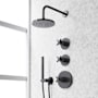 Signature Hardware Vassor Thermostatic Shower System with Rainfall Shower Head, Hand Shower, Shower Arm, Hose, and Valve Trim - Rough-In Valve Included Matte Black