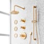 Signature Hardware Vassor Thermostatic Shower System with Rainfall Shower Head, Hand Shower, Slide Bar, Bodysprays, Shower Arm, Hose, and Valve Trim - Rough-In Valve Included Brushed Gold