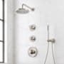 Signature Hardware Lentz Thermostatic Shower System with Rainfall Shower Head, Knob Handles, Hand Shower, Shower Arm, Hose, and Valve Trim - Rough-In Valve Included Brushed Nickel