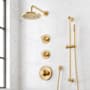 Signature Hardware Lentz Thermostatic Shower System with Rainfall Shower Head, Knob Handles, Hand Shower, Slide Bar, Shower Arm, Hose, and Valve Trim - Rough-In Valve Included Brushed Gold