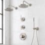 Signature Hardware Lentz Thermostatic Shower System with Dual Rainfall Shower Heads, Lever Handles, Hand Shower, Shower Arm, Hose, and Valve Trim - Rough-In Valve Included Brushed Nickel