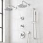 Signature Hardware Lentz Thermostatic Shower System with Dual Rainfall Shower Heads, Lever Handles, Hand Shower, Slide Bar, Shower Arm, Hose, and Valve Trim - Rough-In Valve Included Chrome