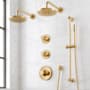 Signature Hardware Lentz Thermostatic Shower System with Dual Rainfall Shower Heads, Knob Handles, Hand Shower, Slide Bar, Shower Arm, Hose, and Valve Trim - Rough-In Valve Included Brushed Gold