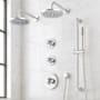 Signature Hardware Lentz Thermostatic Shower System with Dual Rainfall Shower Heads, Knob Handles, Hand Shower, Slide Bar, Shower Arm, Hose, and Valve Trim - Rough-In Valve Included Chrome