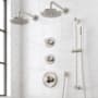 Signature Hardware Lentz Thermostatic Shower System with Dual Rainfall Shower Heads, Knob Handles, Hand Shower, Slide Bar, Shower Arm, Hose, and Valve Trim - Rough-In Valve Included Brushed Nickel