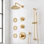 Signature Hardware Lentz Thermostatic Shower System with Rainfall Shower Head, Knob Handles, Hand Shower, Slide Bar, Bodysprays, Shower Arm, Hose, and Valve Trim - Rough-In Valve Included Brushed Gold