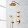 Signature Hardware Elita Thermostatic Shower System with Rainfall Shower Head, Hand Shower, Shower Arm, Hose, and Valve Trim - Rough-In Valve Included Brushed Gold