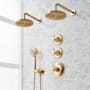 Signature Hardware Elita Thermostatic Shower System with Dual Rainfall Shower Heads, Hand Shower, Shower Arm, Hose, and Valve Trim - Rough-In Valve Included Brushed Gold