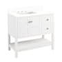 Signature Hardware Olsen 36" Single Vanity Set with Wood Cabinet, Quartz Vanity Top, and Rectangular Sink - 1-1/2" Faucet Holes Soft White / Arctic White