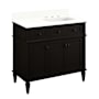 Signature Hardware Elmdale 36" Single Vanity Set with Mahogany Cabinet, Quartz Vanity Top, and Rectangular Sink - 1-1/2" Faucet Holes Charcoal Black / Arctic White