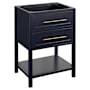 Signature Hardware Robertson 24" Freestanding Mahogany Single Basin Vanity Set with Cabinet, Vanity Top, and Rectangular Undermount Sink - 8" Faucet Holes Midnight Navy Blue / Carbon Black