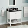 Signature Hardware Olsen 30" Single Vanity Set with Wood Cabinet, Quartz Vanity Top, and Rectangular Sink - 1-1/2" Faucet Holes Soft White / Carbon Black