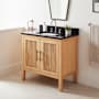 Signature Hardware Ayanna 36" Faucet Holes Natural Mindi / Carbon Black