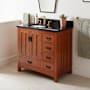 Signature Hardware Maybeck 36" Freestanding Oak Single Basin Vanity Set with Cabinet, Vanity Top, and Rectangular Undermount Sink - 8" Faucet Holes Tinted Oak / Carbon Black