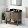 Signature Hardware Olsen 36" Freestanding Single Basin Vanity Set with Cabinet, Vanity Top, and Rectangular Undermount Sink - 8" Faucet Holes Ash Brown / Carbon Black