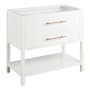 Signature Hardware Robertson 36" Single Vanity Set with Mahogany Cabinet, Quartz Vanity Top, and Rectangular Sink - 1-1/2" Faucet Holes Bright White / Carbon Black
