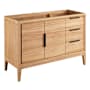 Signature Hardware Aliso 48" Freestanding Teak Single Basin Vanity Set with Cabinet, Vanity Top, and Rectangular Undermount Sink - 8" Widespread Faucet Holes Natural Teak / Carbon Black