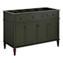 Signature Hardware Elmdale 48" Single Vanity Set with Mahogany Cabinet, Quartz Vanity Top, and Rectangular Sink - 1-1/2" Faucet Holes Dark Olive Green / Carbon Black