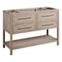 Signature Hardware Robertson 48" Single Vanity Set with Mahogany Cabinet, Quartz Vanity Top, and Rectangular Sink - 1-1/2" Faucet Holes Brushed White / Carbon Black