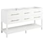 Signature Hardware Robertson 60" Double Vanity Set with Mahogany Cabinet, Quartz Vanity Top, and Rectangular Sinks - 1-1/2" Faucet Holes Bright White / Carbon Black