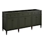 Signature Hardware Elmdale 72" Double Vanity Set with Mahogany Cabinet, Quartz Vanity Top, and Rectangular Sinks - 1-1/2" Faucet Holes Dark Olive Green / Carbon Black