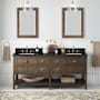 Signature Hardware Olsen 72" Freestanding Double Basin Vanity Set with Cabinet, Vanity Top, and Rectangular Undermount Sinks - 8" Faucet Holes Ash Brown / Carbon Black