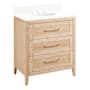 Signature Hardware Arrietty 30" Freestanding Bamboo Single Basin Vanity Set with Cabinet, Vanity Top, and Oval Undermount Sink - 8" Widespread Faucet Holes Natural Bamboo / Arctic White