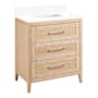 Signature Hardware Arrietty 30" Freestanding Bamboo Single Basin Vanity Set with Cabinet, Vanity Top, and Rectangular Undermount Sink - No Faucet Holes Natural Bamboo / Arctic White