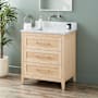 Signature Hardware Arrietty 30" Freestanding Bamboo Single Basin Vanity Set with Cabinet, Vanity Top, and Rectangular Undermount Sink - No Faucet Holes Natural Bamboo / Carrara