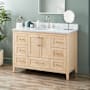 Signature Hardware Arrietty 48" Freestanding Bamboo Single Basin Vanity Set with Cabinet, Vanity Top, and Oval Undermount Sink - 8" Widespread Faucet Holes Natural Bamboo / Carrara