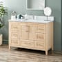 Signature Hardware Arrietty 48" Freestanding Bamboo Single Basin Vanity Set with Cabinet, Vanity Top, and Rectangular Undermount Sink - Single Faucet Hole Natural Bamboo / Carrara