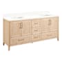 Signature Hardware Arrietty 72" Freestanding Bamboo Double Basin Vanity Set with Cabinet, Vanity Top, and Rectangular Undermount Sinks -Double Faucet Hole Natural Bamboo / Arctic White