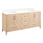Signature Hardware Arrietty 72" Freestanding Bamboo Double Basin Vanity Set with Cabinet, Vanity Top, and Rectangular Undermount Sinks -Double Faucet Hole Natural Bamboo / Feathered White