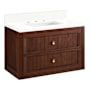 Signature Hardware Nikolai 30" Wall Mounted Mahogany Single Basin Vanity Set with Cabinet, Vanity Top, and Rectangular Under Mounted Sink - 8" Faucet Holes Winterland Walnut / Arctic White