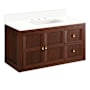 Signature Hardware Nikolai 36" Wall Mount Mahogany Single Basin Vanity Set with Cabinet, Vanity Top, and Rectangular Undermount Sink - 8" Faucet Holes Winterland Walnut / Arctic White