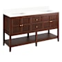 Signature Hardware Nikolai 60" Freestanding Mahogany Double Basin Vanity Set with Cabinet, Vanity Top, and Rectangular Undermount Sinks - No Faucet Holes Winterland Walnut / Arctic White