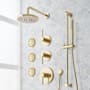 Signature Hardware Lexia Thermostatic Shower System with Rainfall Shower Head, Slide Bar, Hand Shower, Hose, Valve Trim, 3 Bodysprays and Diverter - Rough-In Valve Included Polished Brass