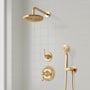 Signature Hardware Beasley Pressure Balanced Shower System with Rainfall Shower Head, Hand Shower, Hose, Valve Trim and Diverter - Accufit Rough-In Valve Included Brushed Gold