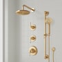 Signature Hardware Beasley Thermostatic Shower System with Rainfall Shower Head, Slide Bar, Hand Shower, Hose, Valve Trim and Diverter - Rough-In Valve Included Brushed Gold